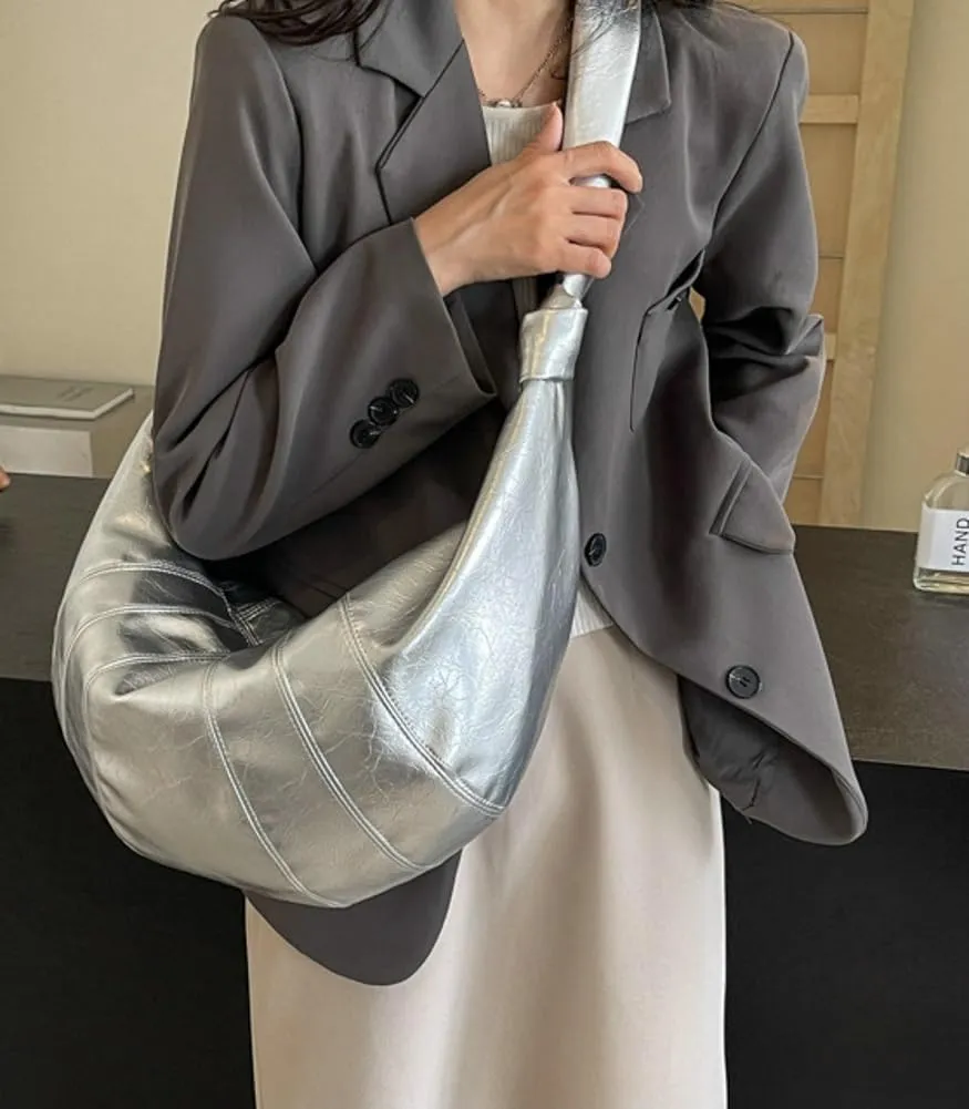 Trendy Crossbody Bag for Women Soft Vegan Leather Shoulder Tote Bag Large Dumpling Handbag Top Handle Satchel