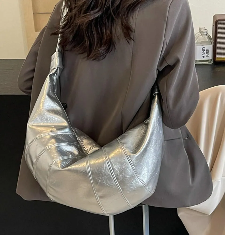 Trendy Crossbody Bag for Women Soft Vegan Leather Shoulder Tote Bag Large Dumpling Handbag Top Handle Satchel