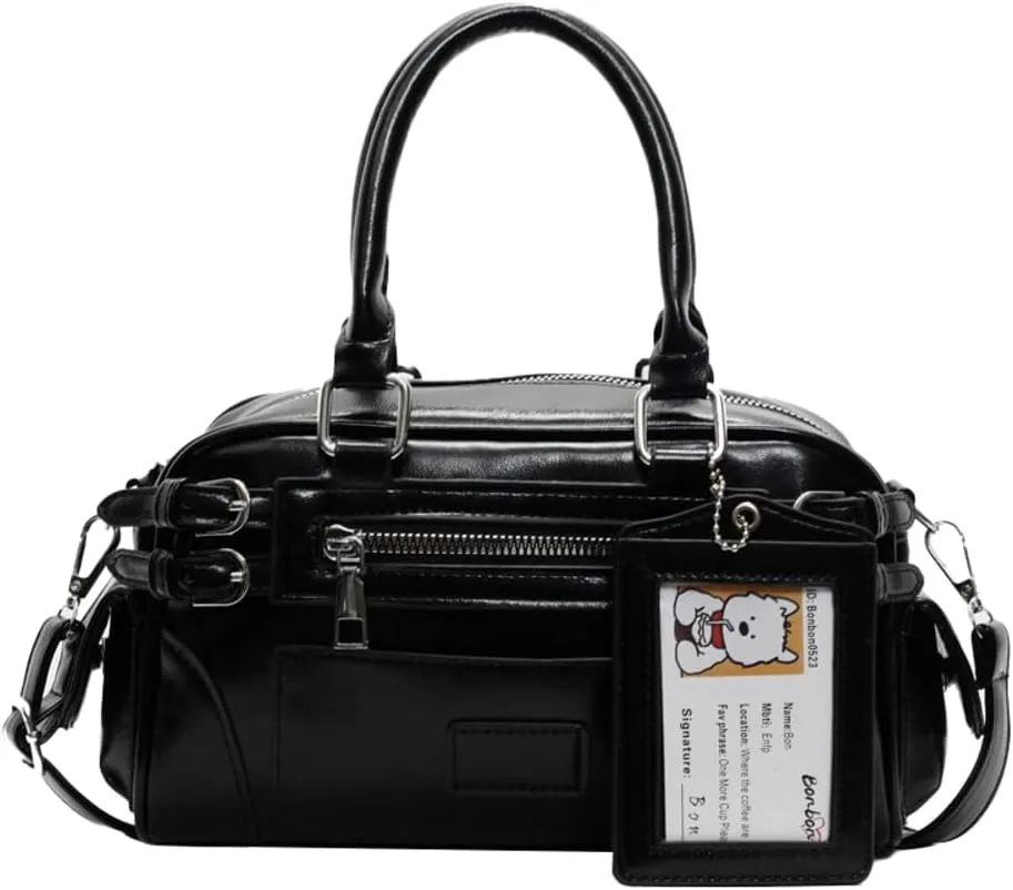 Trendy PU Leather Boston Barrel Bag Lightweight Satchel Tote Handbag Y2K Top Handle Shoulder Purse Crossbody Bags 2025