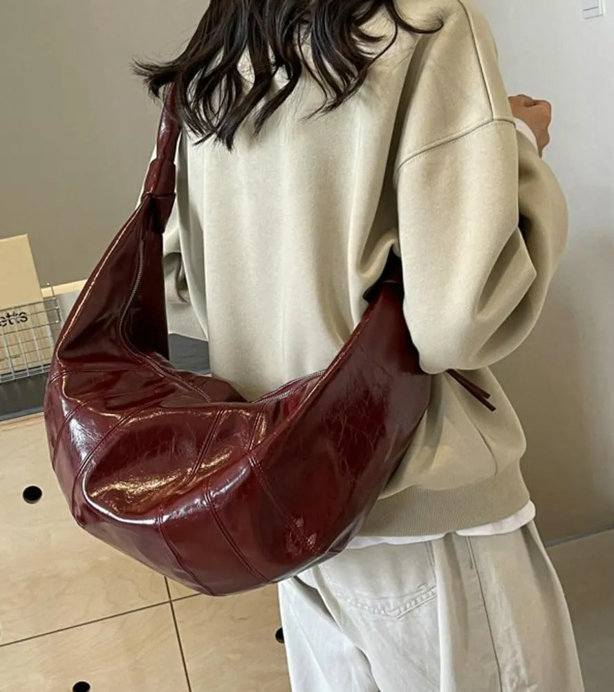Trendy Soft Vegan Leather Crossbody & Shoulder Tote Bag for Women Dumpling Hobo Handbag Featuring a Top Handle Satchel