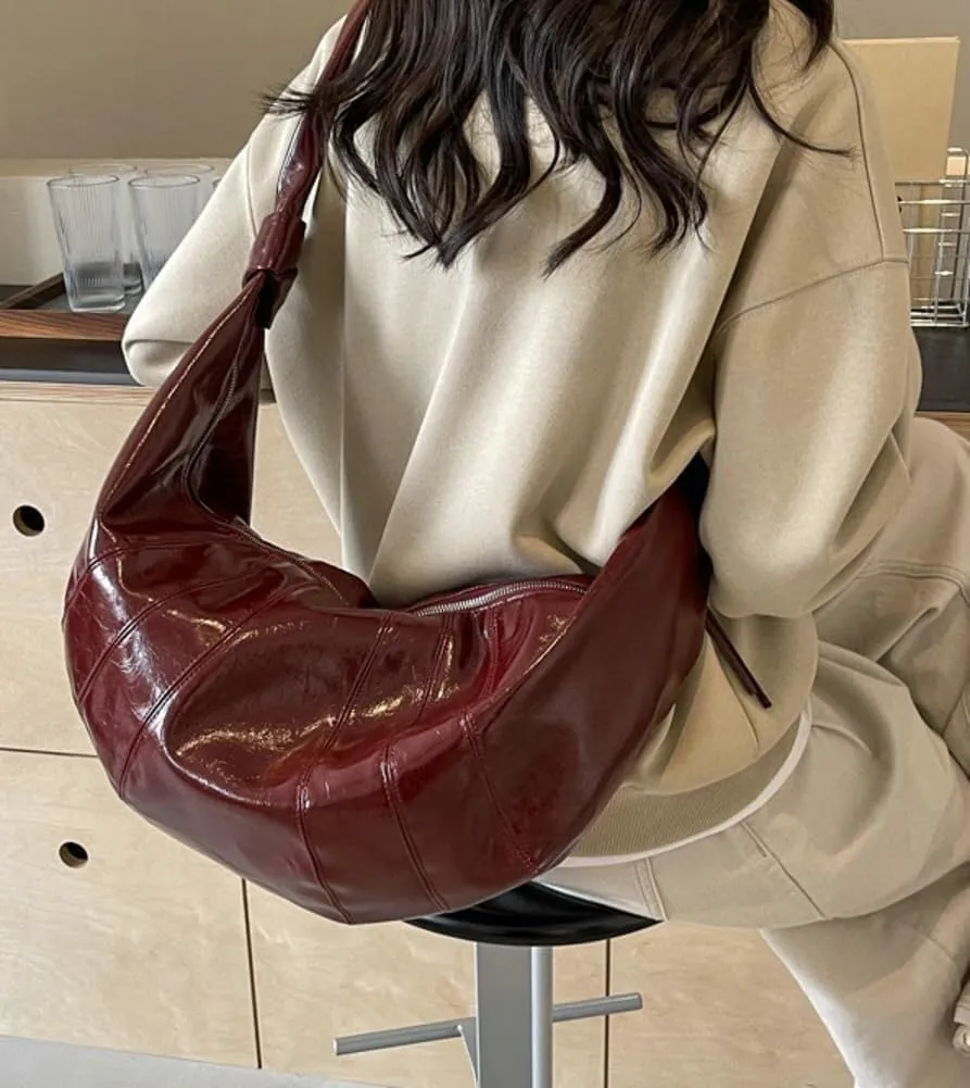 Trendy Soft Vegan Leather Crossbody & Shoulder Tote Bag for Women Dumpling Hobo Handbag Featuring a Top Handle Satchel