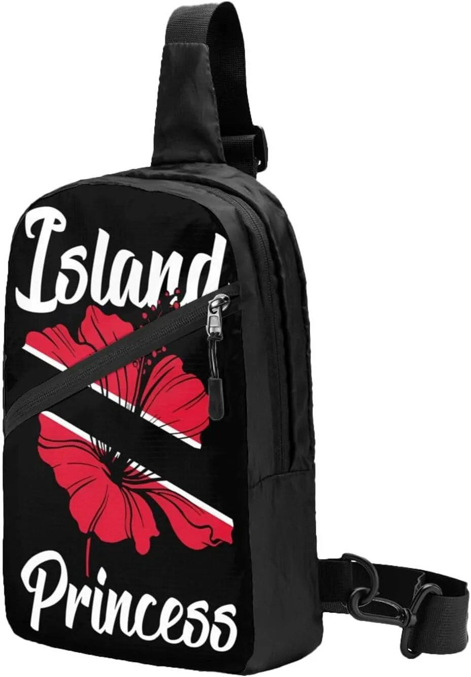Trinidad Tobago Flag Trinidadian Island Flowers Crossbody Bag Portable Sling Bags Foldable Chest Daypack Reusable Sports Shoulder Backpack Diagonally Casual Rucksack Travel Bag