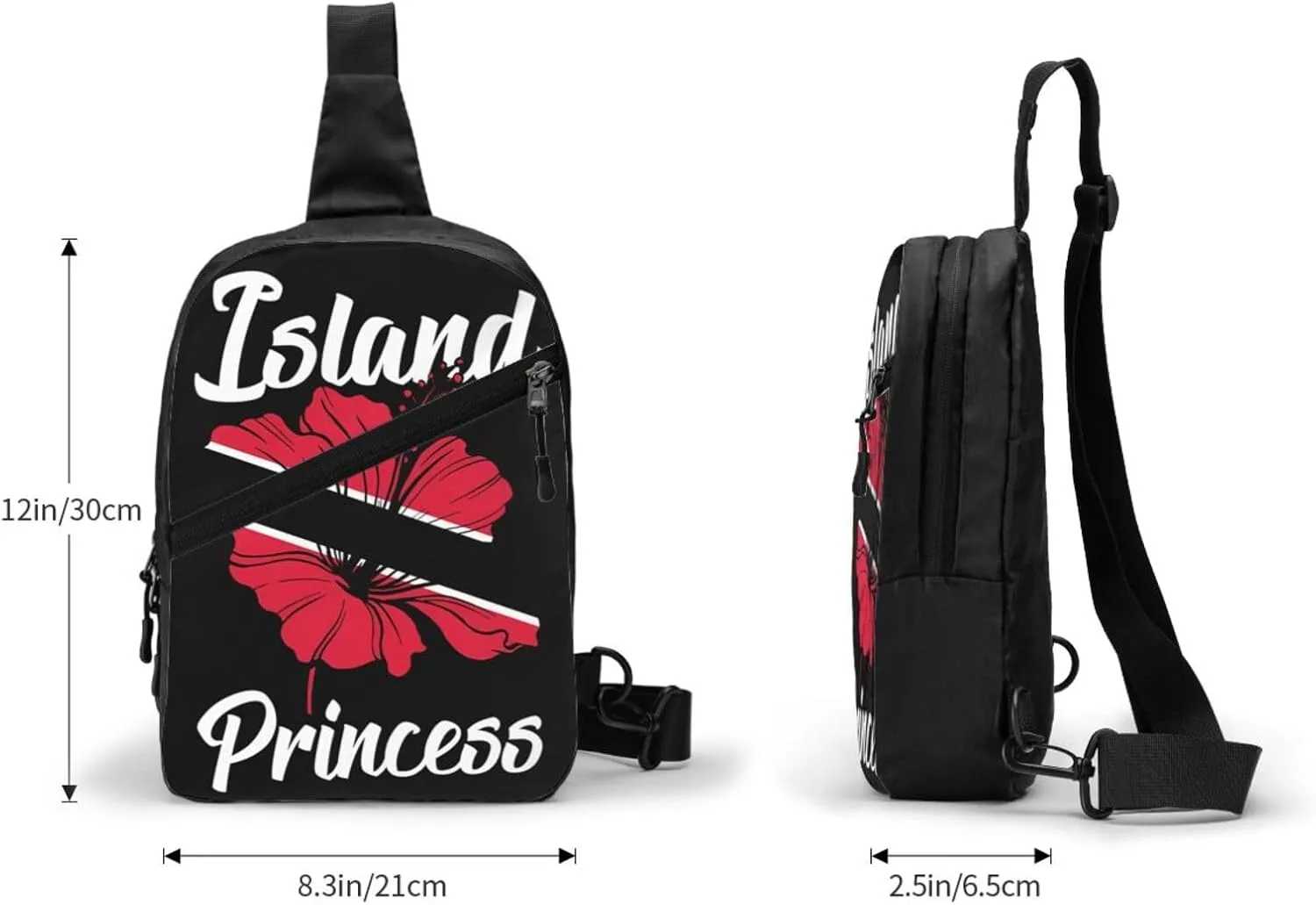 Trinidad Tobago Flag Trinidadian Island Flowers Crossbody Bag Portable Sling Bags Foldable Chest Daypack Reusable Sports Shoulder Backpack Diagonally Casual Rucksack Travel Bag