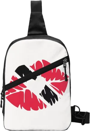 Trinidad Tobago Lips Flag Kiss Crossbody Bag Portable Sling Bags Foldable Chest Daypack Reusable Sports Shoulder Backpack Diagonally Casual Rucksack Travel Bag