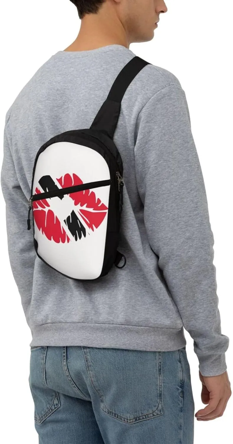 Trinidad Tobago Lips Flag Kiss Crossbody Bag Portable Sling Bags Foldable Chest Daypack Reusable Sports Shoulder Backpack Diagonally Casual Rucksack Travel Bag