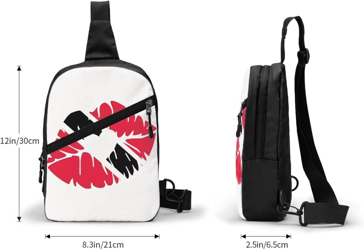 Trinidad Tobago Lips Flag Kiss Crossbody Bag Portable Sling Bags Foldable Chest Daypack Reusable Sports Shoulder Backpack Diagonally Casual Rucksack Travel Bag