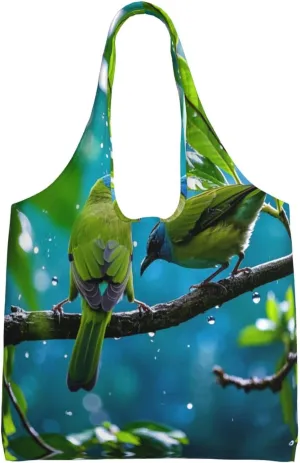 Tropical Rainforest Scene Print Ladies' Single Shoulder Canvas Handbag,Sturdy Cotton Handbag With Patterned Shoulder Bag