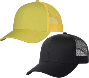 TSSGBL 2 Pack Snapback Trucker Baseball Hats Mesh Back Adjustable Blank Ball Caps for Men Women
