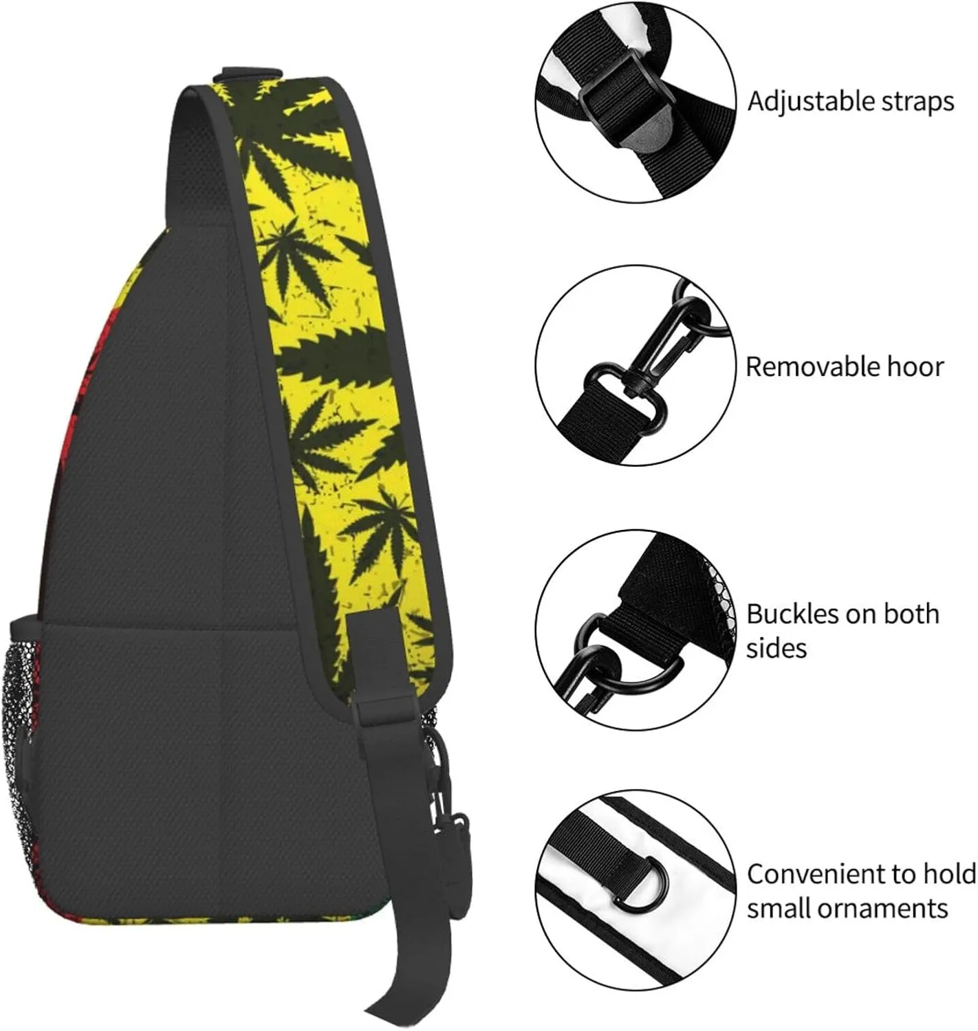 Ugly Christmas Reindeers Snowflakes Crossbody Bags Men Cross Chest Bag Women Adjustable Sling Backpack Shoulder Bag