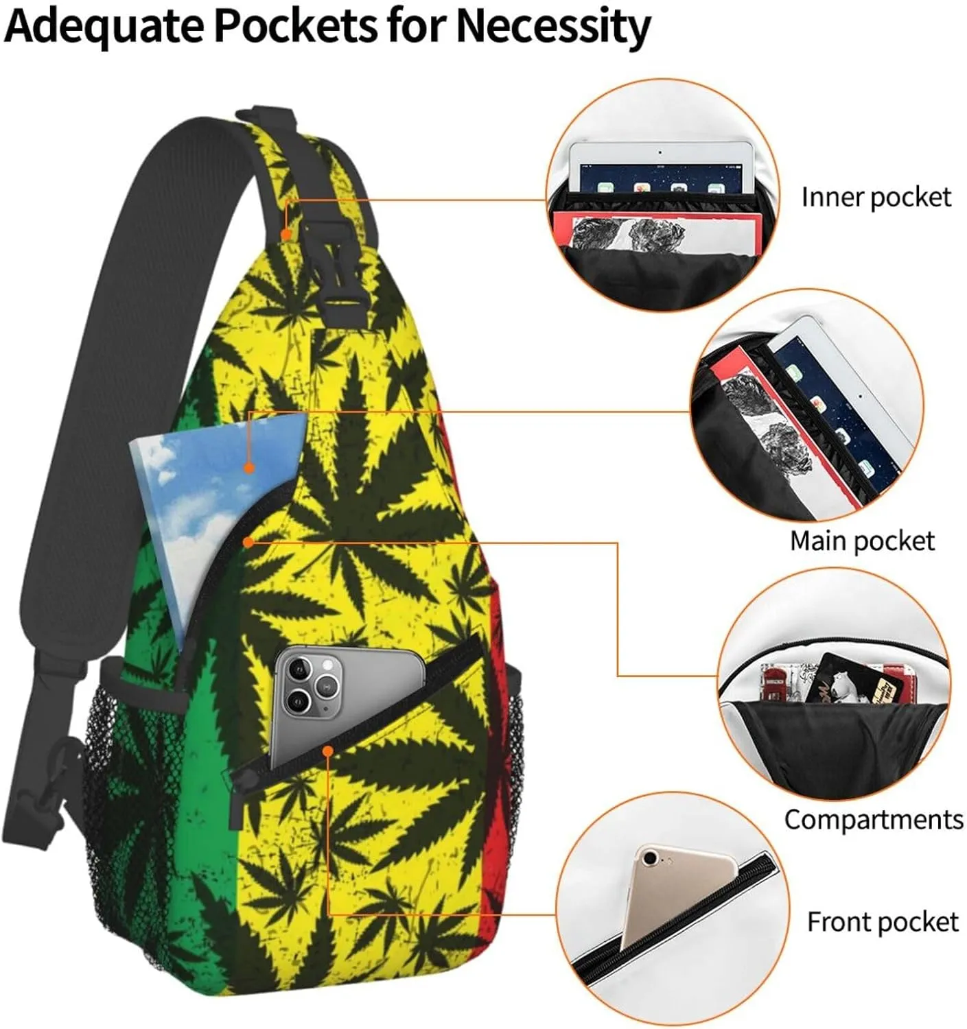 Ugly Christmas Reindeers Snowflakes Crossbody Bags Men Cross Chest Bag Women Adjustable Sling Backpack Shoulder Bag