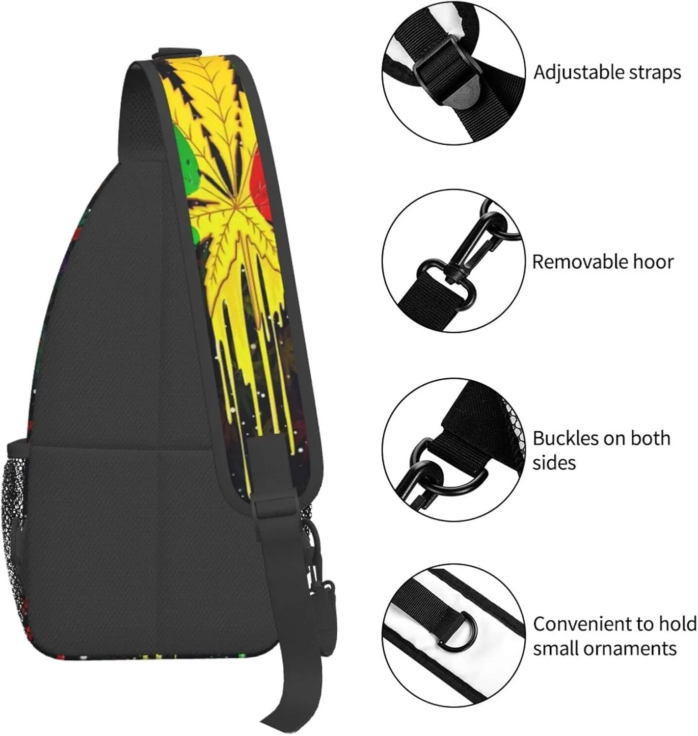 Ugly Christmas Reindeers Snowflakes Crossbody Bags Men Cross Chest Bag Women Adjustable Sling Backpack Shoulder Bag