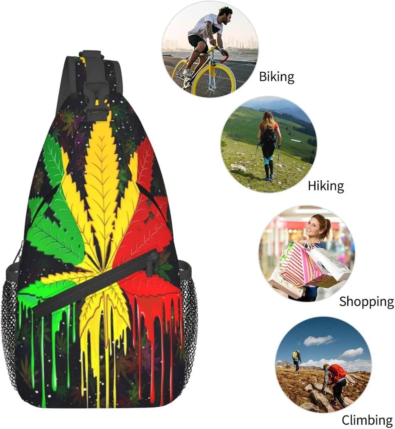 Ugly Christmas Reindeers Snowflakes Crossbody Bags Men Cross Chest Bag Women Adjustable Sling Backpack Shoulder Bag