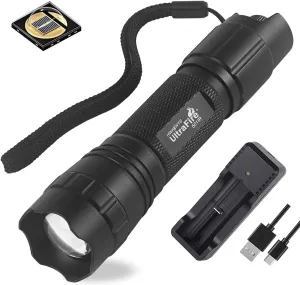ULTRAFIRE 940nm IR Flashlight,Adjustable Focus Infrared Night Vision Light,Stepless Dimming LED Hunting IR Illuminator for Night Vision Devices,Infrared Illuminator Torch with Charger and UFB26