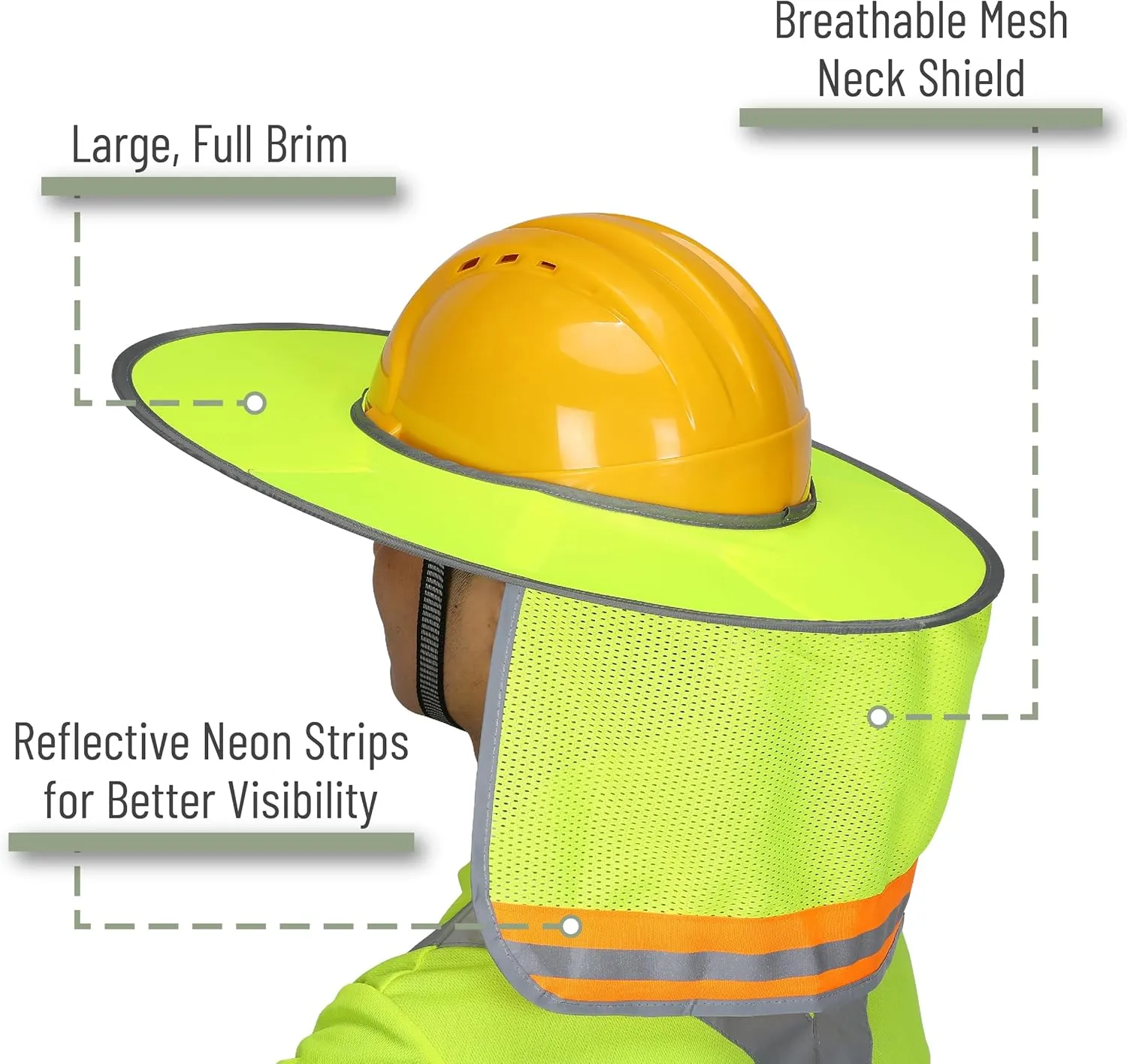 UNCO- Hard Hat Sun Shield, 3 Pack, Full & Standard Brim Mesh Sunshade High Visibility Reflective, Hard Hat Sun Shade, Hard Hat Accessories, Hard Hat Visor, Hard Hat Shade, Hard Hat Neck Shade