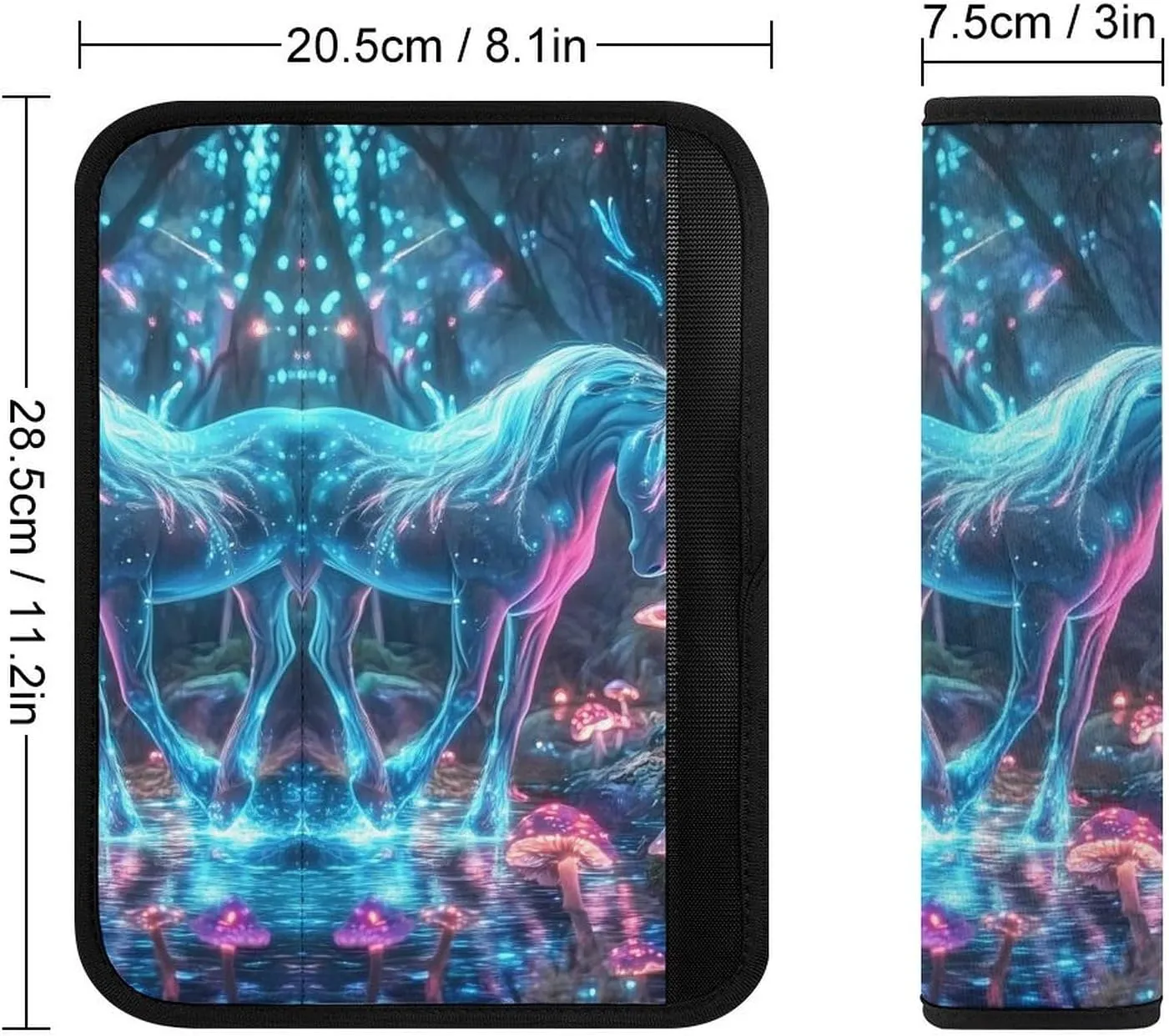 Unicornm Glowing Mushroom Forests Fashion Car Seat Belt Cover Pad for Shoulder Bag Camera Soft Comfort Accessories 1PCS