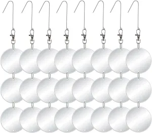 Upgraded Bird Scare Discs Set - Large 24 Discs - Highly Reflective Double-Sided Bird Reflectors Scare Devices - Better to Keep Most Birds Away Like Woodpecker and Pigeon