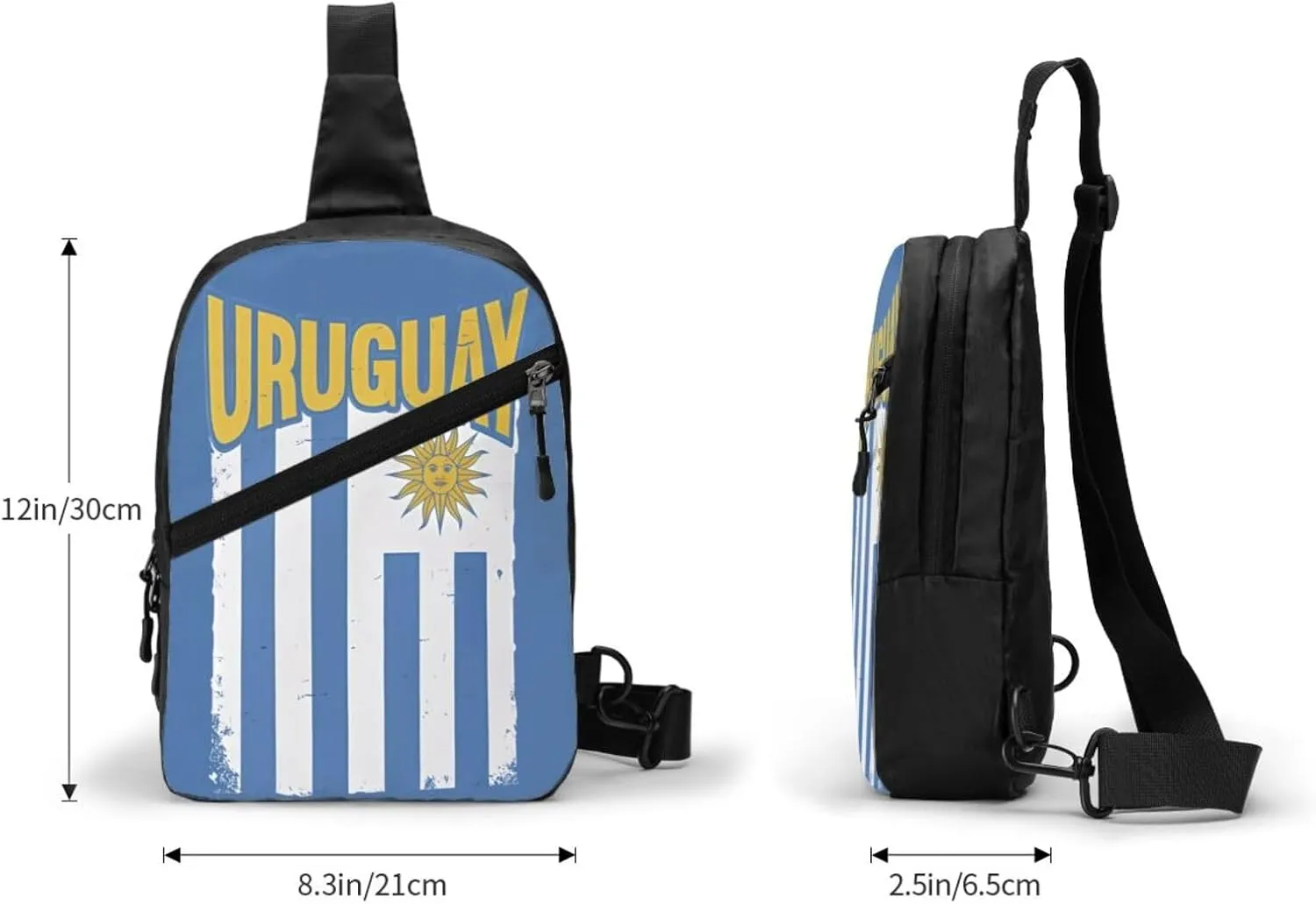 Uruguay Uruguayan Flag Crossbody Bag Portable Sling Bags Foldable Chest Daypack Reusable Sports Shoulder Backpack Diagonally Casual Rucksack Travel Bag