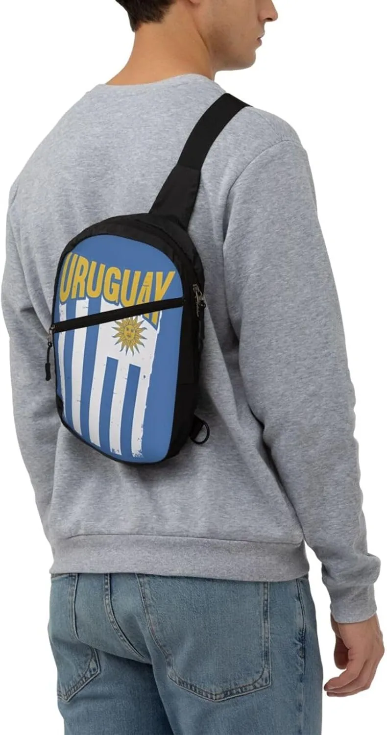 Uruguay Uruguayan Flag Crossbody Bag Portable Sling Bags Foldable Chest Daypack Reusable Sports Shoulder Backpack Diagonally Casual Rucksack Travel Bag