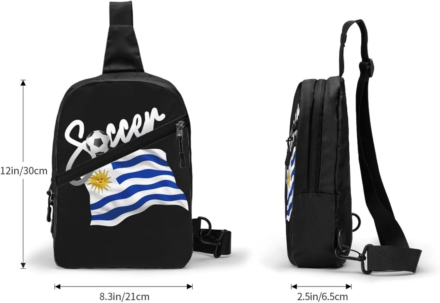 Uruguay Uruguayan Soccer Football Flag Crossbody Bag Portable Sling Bags Foldable Chest Daypack Reusable Sports Shoulder Backpack Diagonally Casual Rucksack Travel Bag