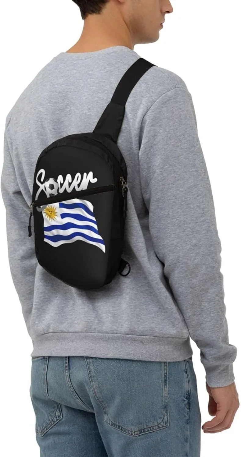 Uruguay Uruguayan Soccer Football Flag Crossbody Bag Portable Sling Bags Foldable Chest Daypack Reusable Sports Shoulder Backpack Diagonally Casual Rucksack Travel Bag