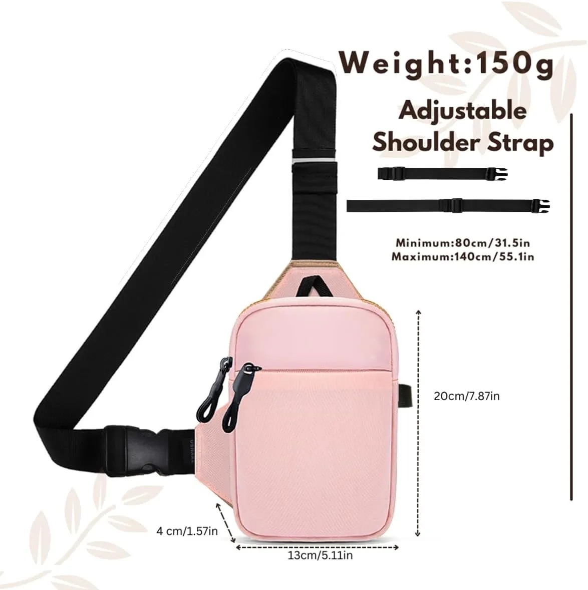 USHAKE Mini Sling Bag for Men Women - Small Crossbody Bag Casual Phone Chest Bag for Hiking Traveling Gifting