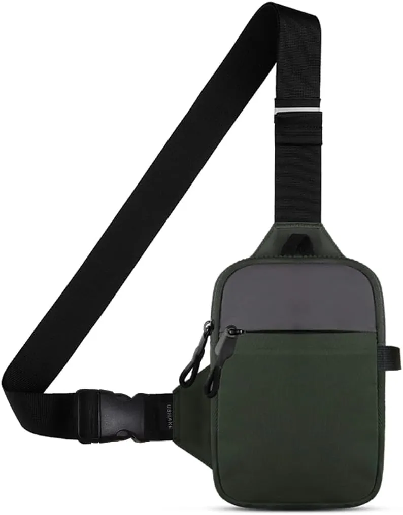 USHAKE Mini Sling Bag for Men Women - Small Crossbody Bag Casual Phone Chest Bag for Hiking Traveling Gifting