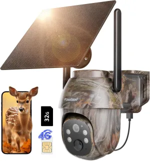 usogood Cellular Trail Cameras Live View Solar Powered, 360° Deer Cameras Game Cameras That Send Pictures to Cell Phone, Night Vision, Motion Activated, IP66 Waterproof, Include SIM Card (Only in US)
