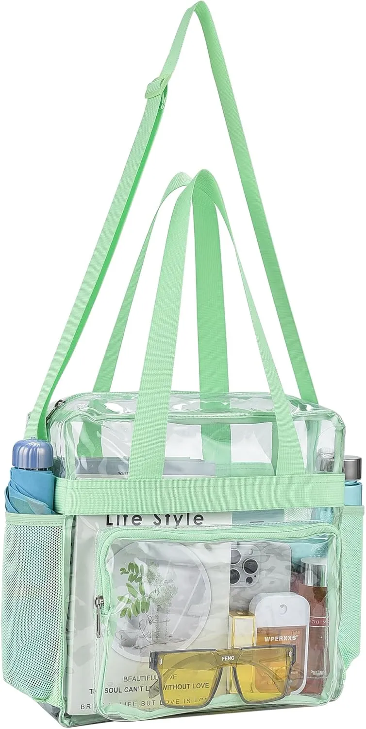 USPECLARE Clear Tote Stadium Approved, Security Travel & Gym Clear Bag for Work Sports Games Concerts