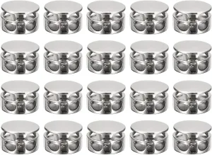 uxcell 30pcs Metal Cord Locks, 3.5mm Double Hole Spring Stopper Fastener Slider Toggles End for Drawstrings Bags Backpacks Clothing Lanyard, White Nickel