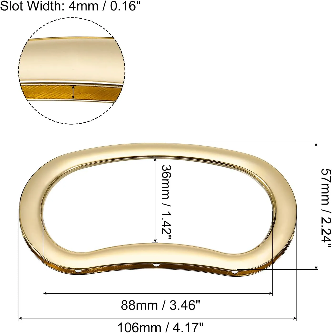 uxcell Oval Handbag Handles, 4Pcs 4.17" Metal Purse Handles Handbag Handles Replacement for Tote Purse Making DIY Craft, Gold