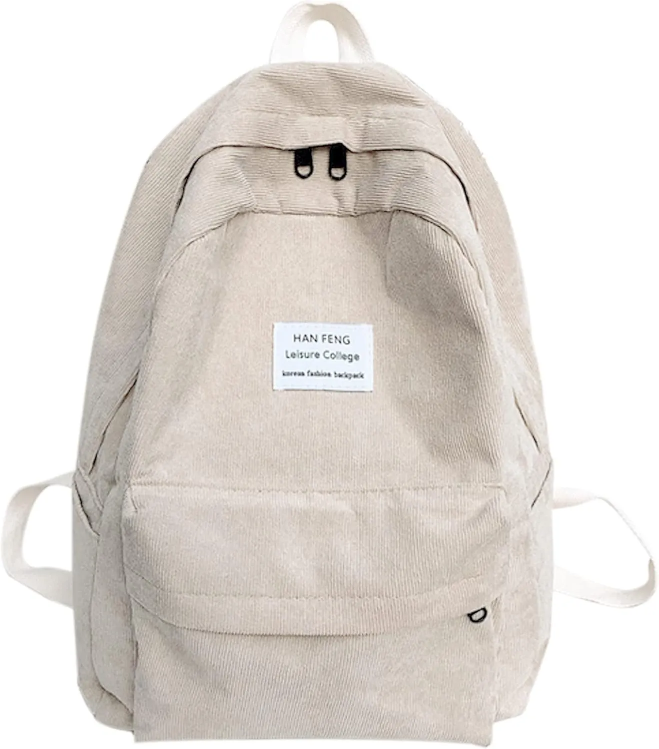 Van Caro Corduroy School Backpack Large College Backpack Casual Bookbag Laptop Backpack Computer Bag Travel Daypack for Girls Boys Teens,Khaki(no Pendant)