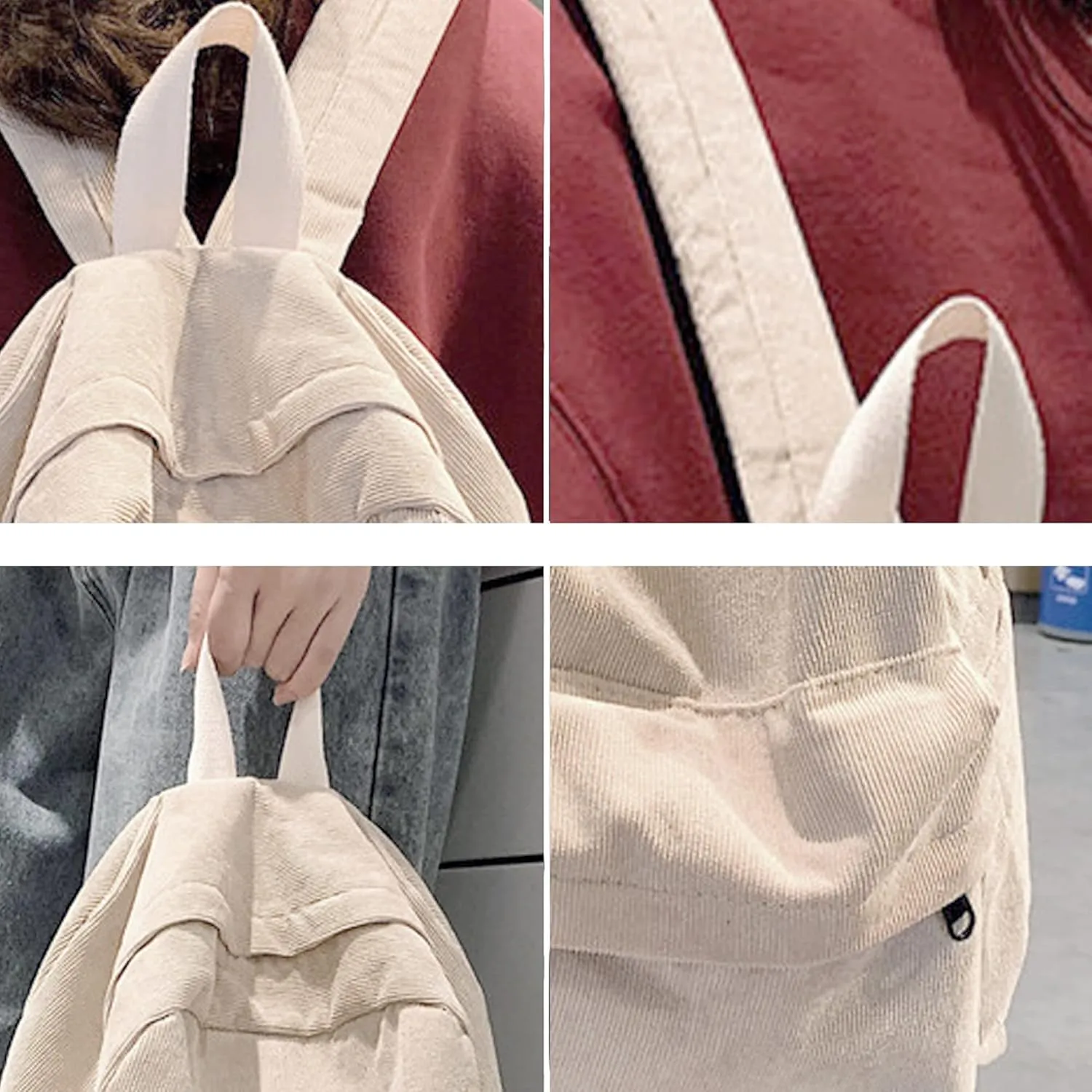 Van Caro Corduroy School Backpack Large College Backpack Casual Bookbag Laptop Backpack Computer Bag Travel Daypack for Girls Boys Teens,Khaki(no Pendant)