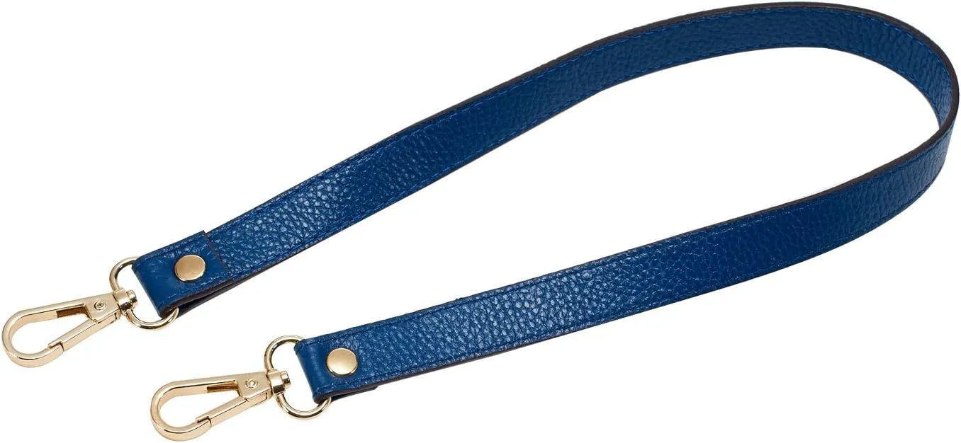 VanEnjoy Full Grain Leather Replacement Strap Shoulder Bag Purse, 0.98 inch Width Gold Hardware (Blue, Length:24")