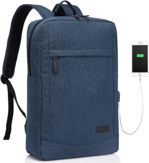 VASCHY Business Laptop Backpack for 17 inch Computer With Built-in Charging Cable USB Port Lightweight Rucksack