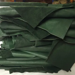 Vegetable Tanned Leather Scraps – Full Grain Remnants in Tan, Saddle Tan & Forest Green