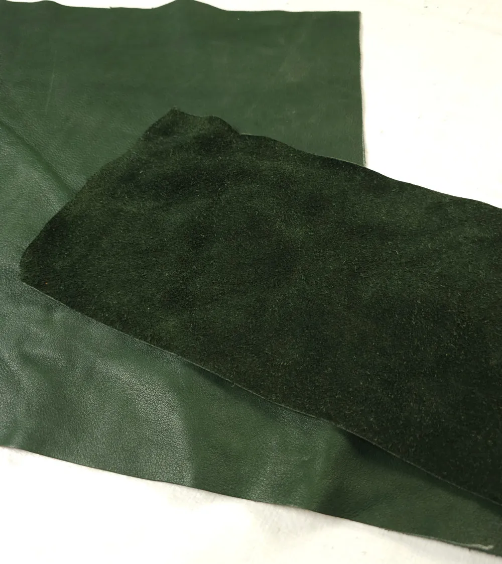 Vegetable Tanned Leather Scraps – Full Grain Remnants in Tan, Saddle Tan & Forest Green