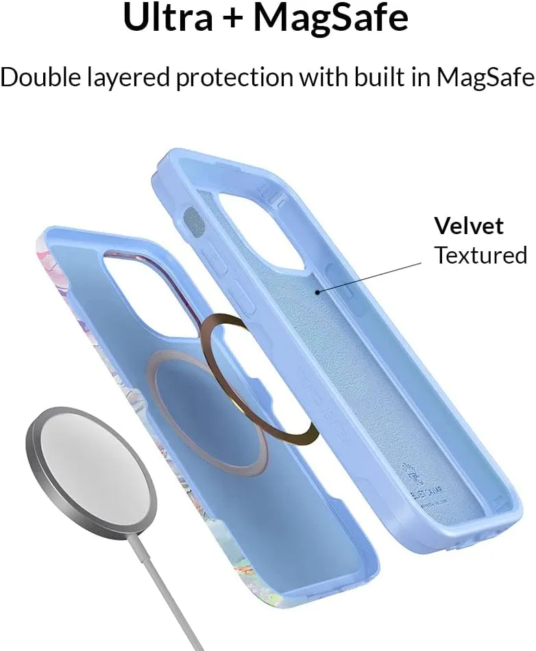 VELVET CAVIAR for iPhone 14 Case Marble - Girly Cute Protective Cover for Women - Compatible with MagSafe - 10ft Drop Tested - Holographic, Blue, Pink