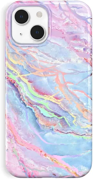 VELVET CAVIAR for iPhone 14 Case Marble - Girly Cute Protective Cover for Women - Compatible with MagSafe - 10ft Drop Tested - Holographic, Blue, Pink