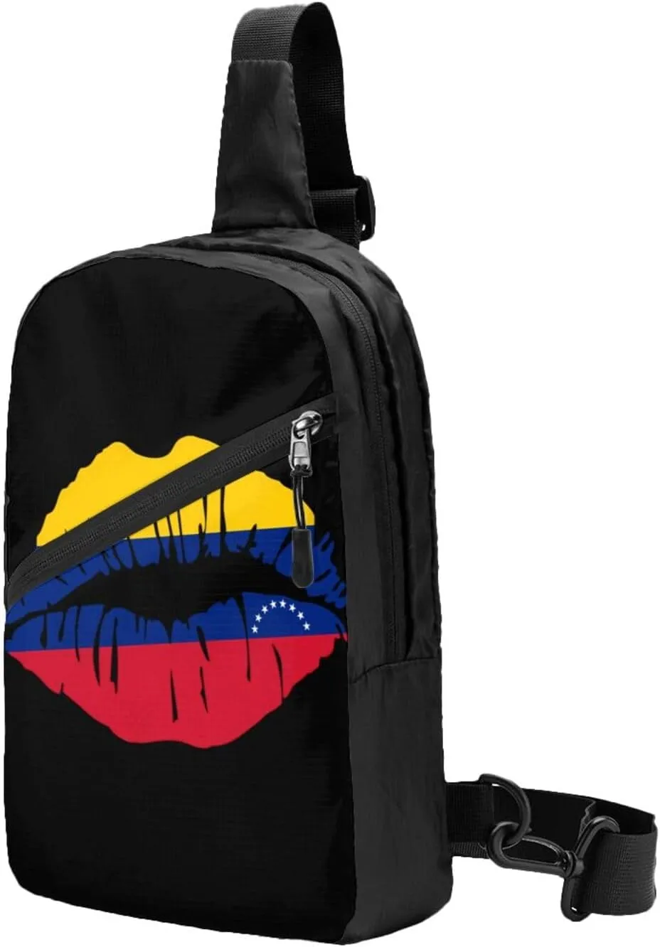 Venezuelan Venezuela Flag Lips Crossbody Bag Portable Sling Bags Foldable Chest Daypack Reusable Sports Shoulder Backpack Diagonally Casual Rucksack Travel Bag