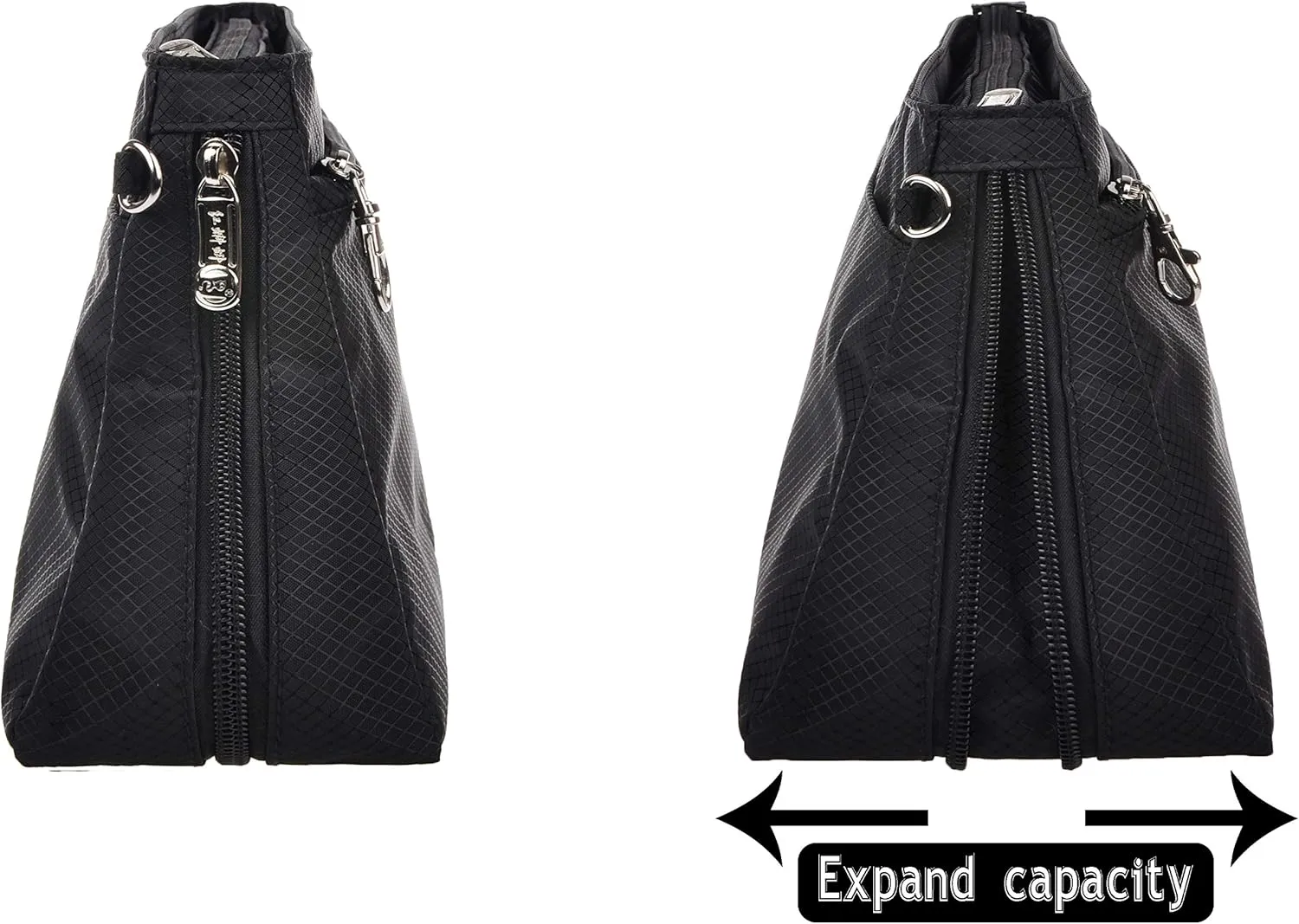 Vercord Expandable Nylon Handbag Purse Organizer Insert Liner Shaper Bag In Bag Black Large