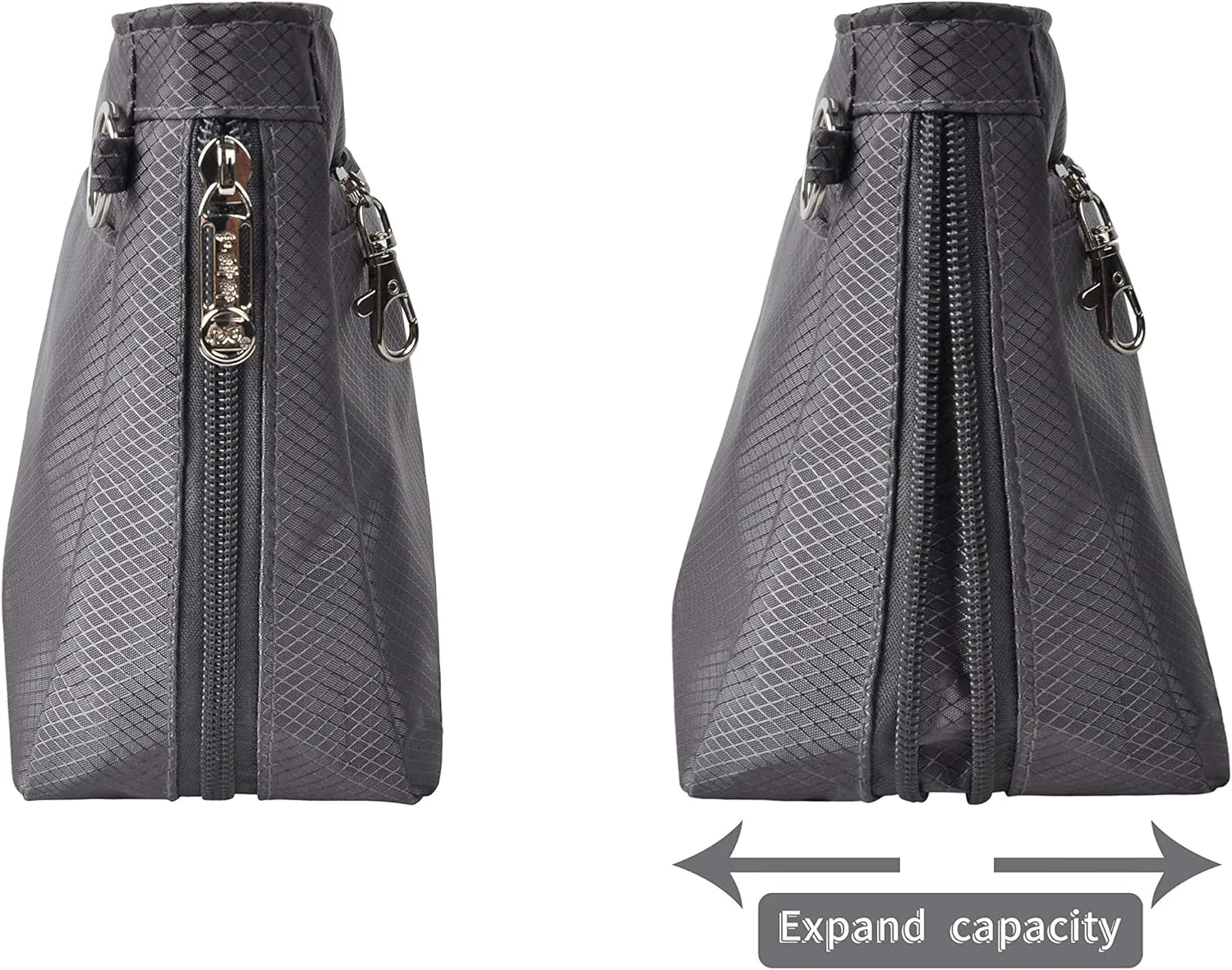 Vercord Expandable Nylon Handbag Purse Organizer Insert Liner Shaper Bag in Bag Dark Grey Large