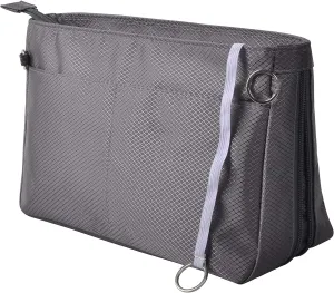 Vercord Expandable Nylon Handbag Purse Organizer Insert Liner Shaper Bag in Bag Dark Grey Large