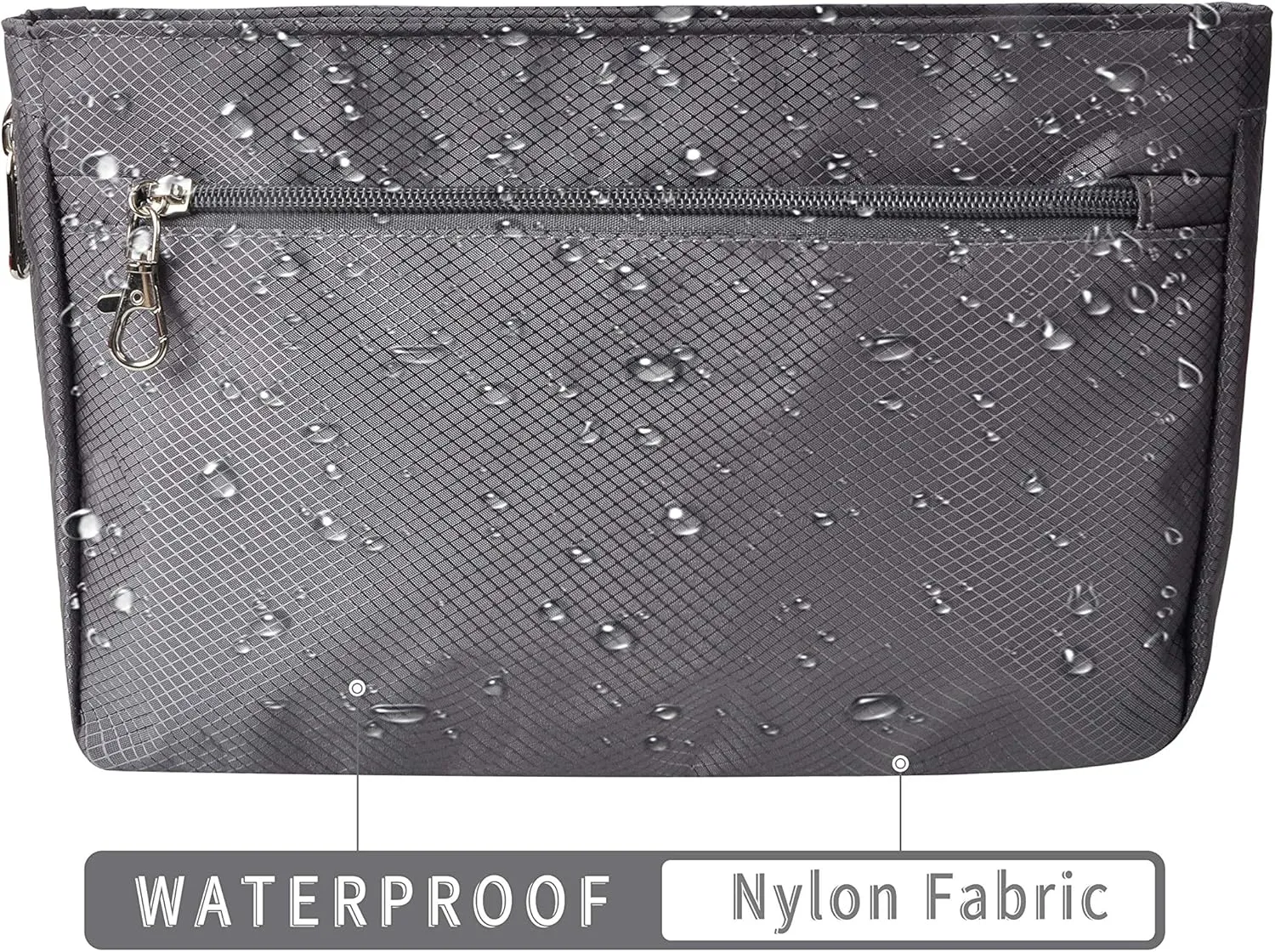 Vercord Expandable Nylon Handbag Purse Organizer Insert Liner Shaper Bag in Bag Dark Grey Large
