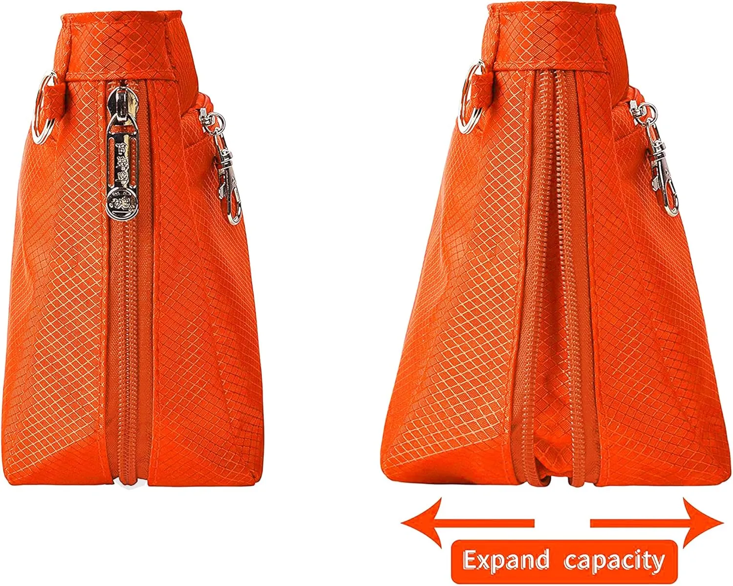 Vercord Expandable Nylon Handbag Purse Organizer Insert Liner Shaper Bag in Bag Orange XLarge
