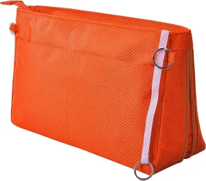 Vercord Expandable Nylon Handbag Purse Organizer Insert Liner Shaper Bag in Bag Orange XLarge