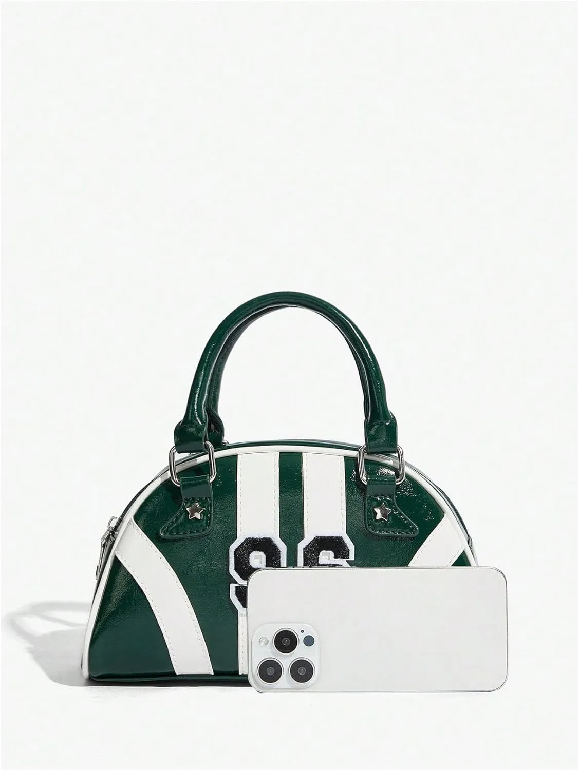 Verdusa Women's Colorblock Satchel Bag Zipper Leather Top Handle Bag