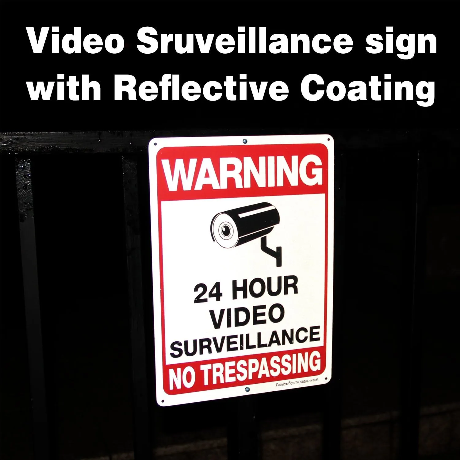 Video Surveillance Sign, No Trespassing Sign, Metal Reflective Warning Sign, 4 Pack, 14x10 Inches .040 Aluminum, Indoor or Outdoor Use for Home Business CCTV Security Camera,UV Protected & Waterproof