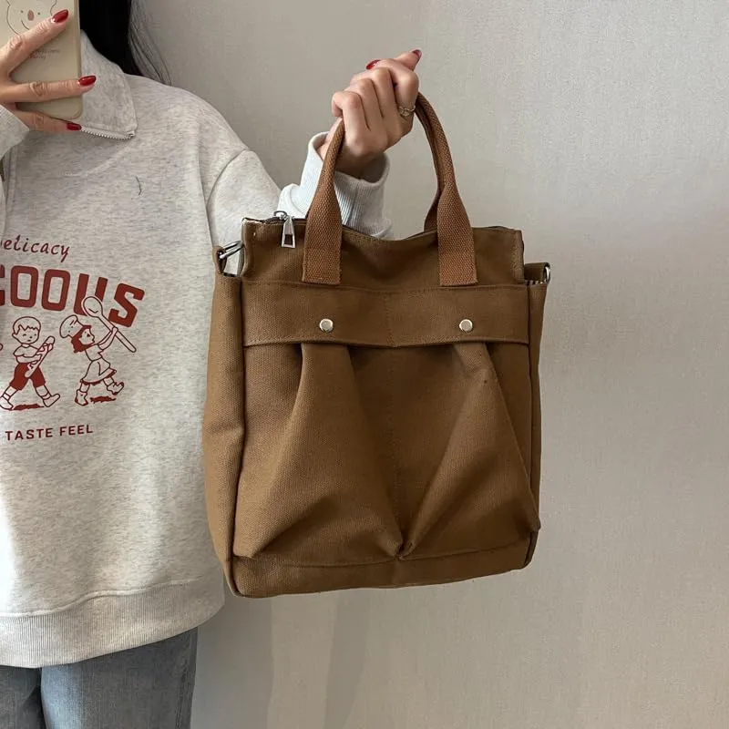 Vintage Canvas Messenger Bag for Women Travel Satchel Shoulder Bag Emo Acubi Laptop Bag Cyber Punk Purse (Beige)