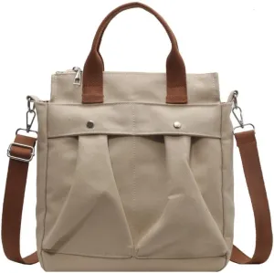 Vintage Canvas Messenger Bag for Women Travel Satchel Shoulder Bag Emo Acubi Laptop Bag Cyber Punk Purse (Beige)