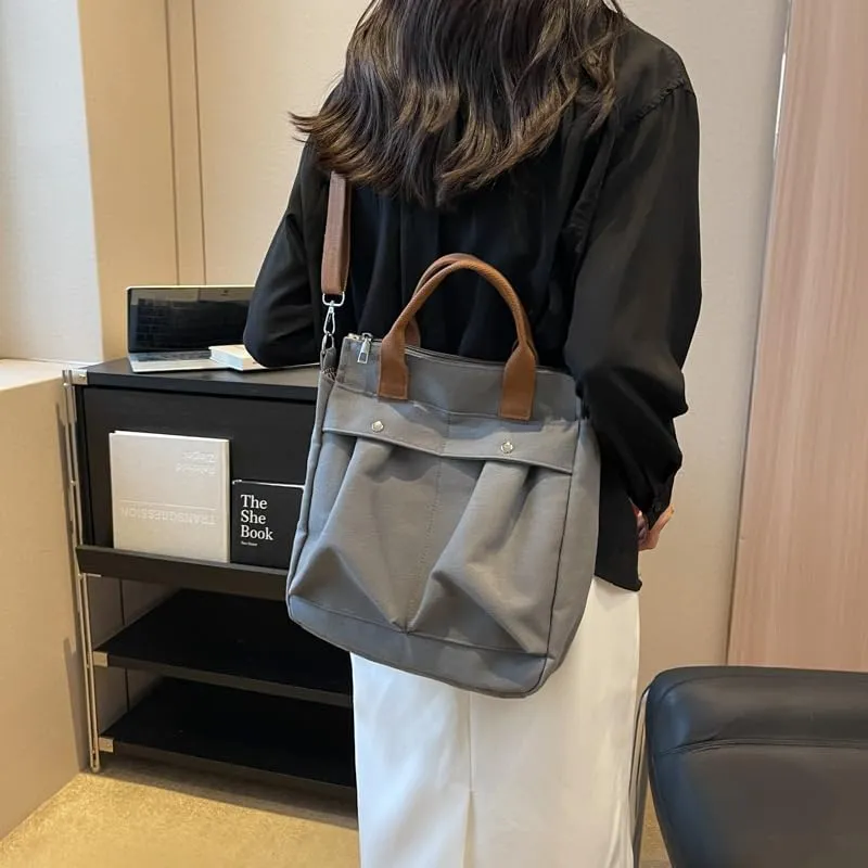 Vintage Canvas Messenger Bag for Women Travel Satchel Shoulder Bag Emo Acubi Laptop Bag Cyber Punk Purse (Beige)